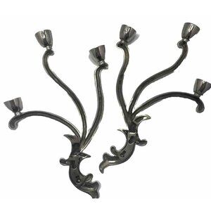 Global Views India Silver Candle Holder Pair of Wall Sconces